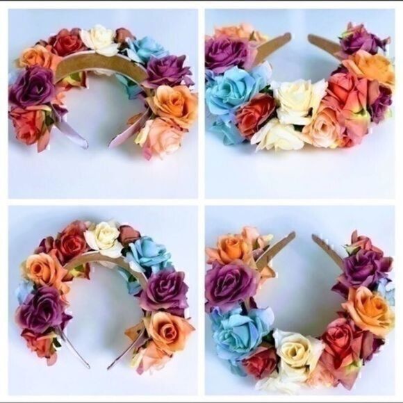 Stunning Handmade Colorful/Pastel Spring Rose Goddess Flower Crown main image 5